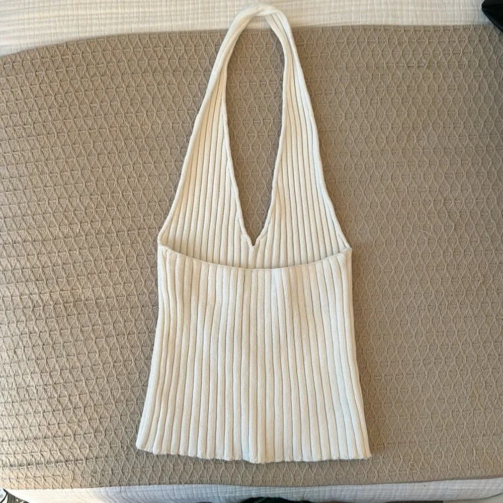 White Ribbed Halter Top - Picture 2 of 3